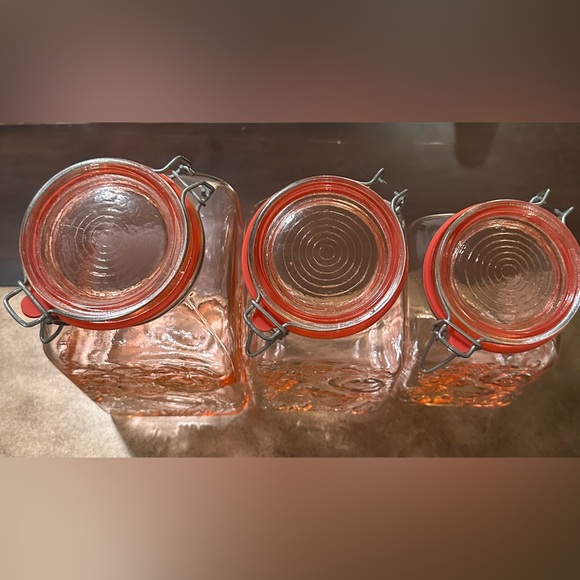 3 Piece Italian Casadis Milano Pink Glass Jars - Vintage Hand Blown Glass - Picture 5 of 10